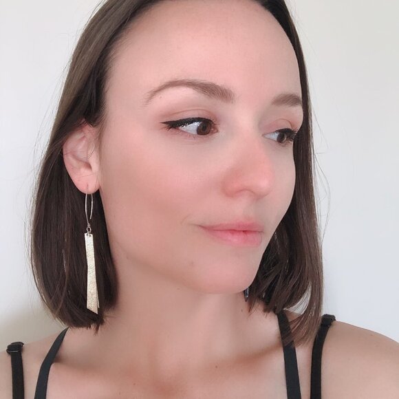 gold Leather Earrings - Picture 6 of 6